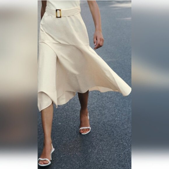 ZARA COMBINATION BELTED DRESS - Picture 1 of 7